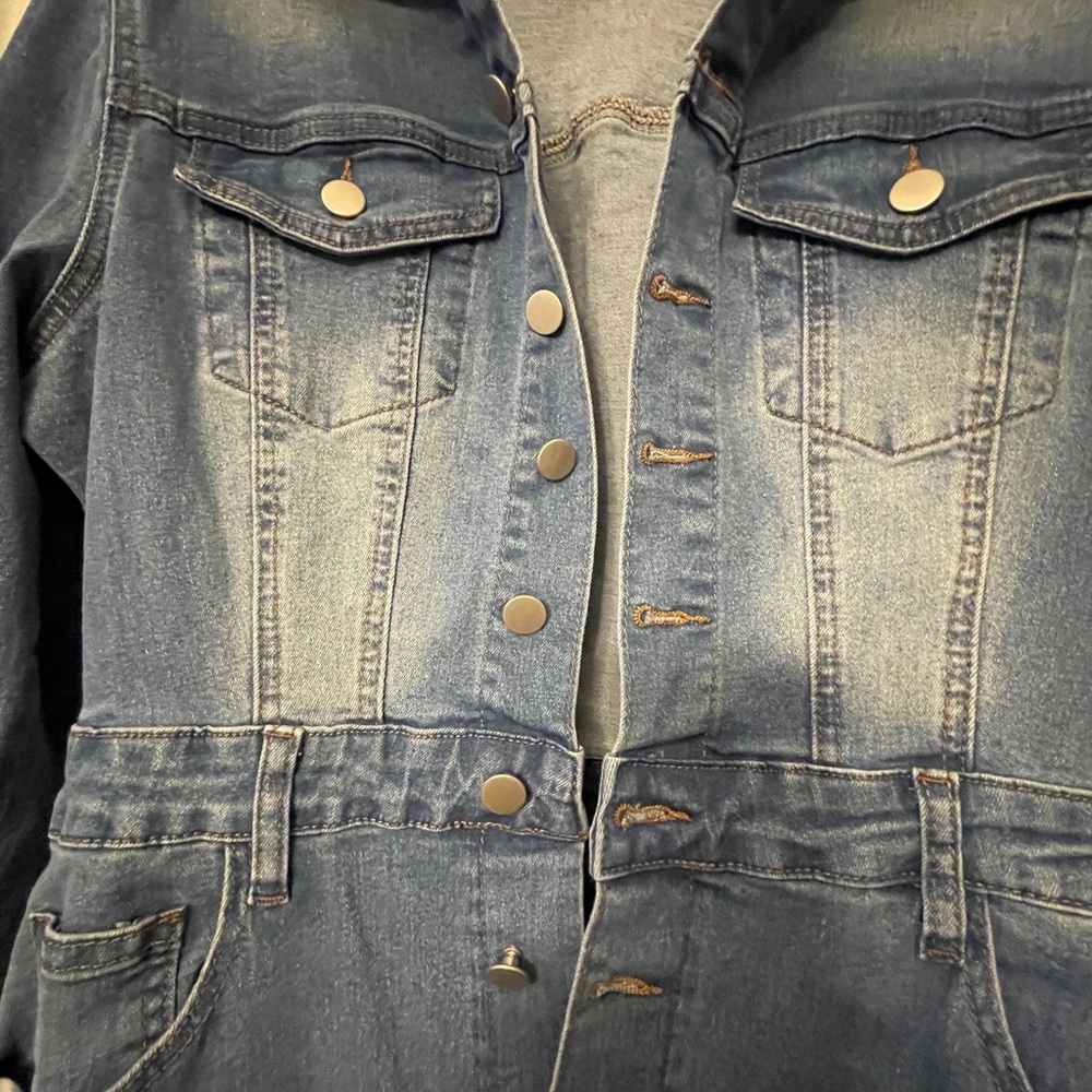 Denim Button-Up Long Jacket - Picture 3 of 9